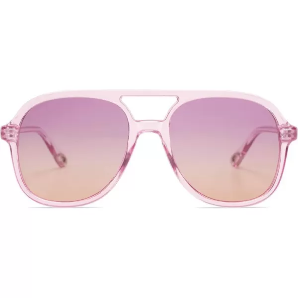 SOJOS Retro Polarized Aviator Sunglasses for Women Men Classic 70s Vintage Trendy Square Oversized AviatorsClear PurplePurple Gradient Brown