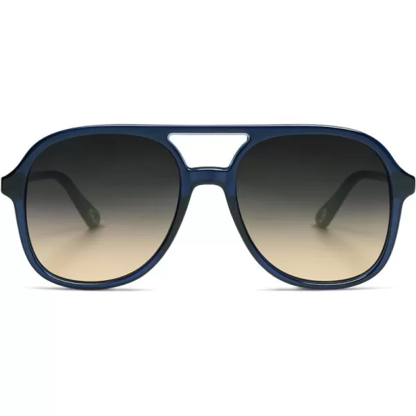 SOJOS Retro Polarized Aviator Sunglasses for Women Men Classic 70s Vintage Trendy Square Oversized AviatorsDark BlueGrey Gradient Brown