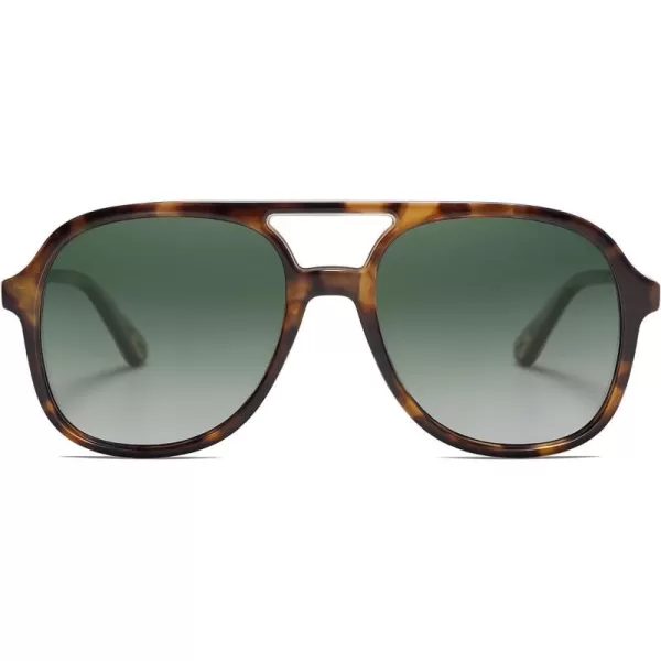 SOJOS Retro Polarized Aviator Sunglasses for Women Men Classic 70s Vintage Trendy Square Oversized AviatorsTortoiseGradient Green