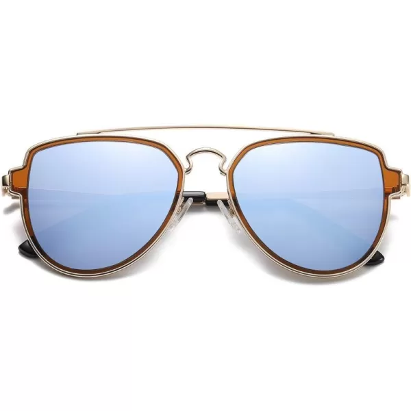 A10 Gold/Dusty Blue Mirrored Multicoloured