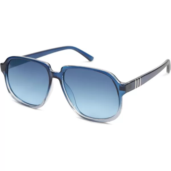 SOJOS Retro Vintage Square Polarized Sunglasses for Women Men 70s Stylish Oversized Sunnies SJ2272BlueBlue