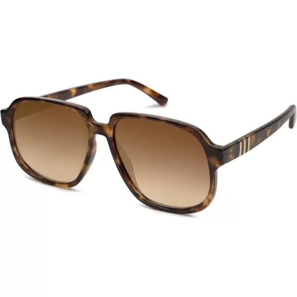 SOJOS Retro Vintage Square Polarized Sunglasses for Women Men 70s Stylish Oversized Sunnies SJ2272Brown TortoiseBrown