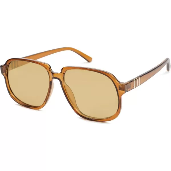 SOJOS Retro Vintage Square Polarized Sunglasses for Women Men 70s Stylish Oversized Sunnies SJ2272BrownBrown