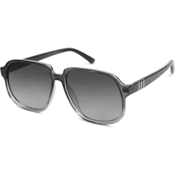 SOJOS Retro Vintage Square Polarized Sunglasses for Women Men 70s Stylish Oversized Sunnies SJ2272Dark GreyGrey