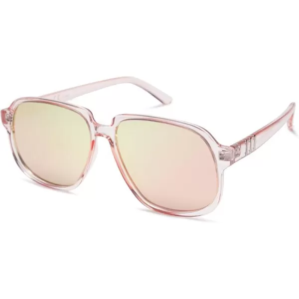 SOJOS Retro Vintage Square Polarized Sunglasses for Women Men 70s Stylish Oversized Sunnies SJ2272PinkPink Mirrored