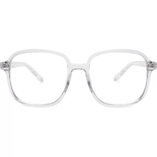 SOJOS Square Blue Light Blocking Glasses Oversized for Women TR90 Frame Filter SJ5081C2 Crystal Frame AntiBlue Light Lens