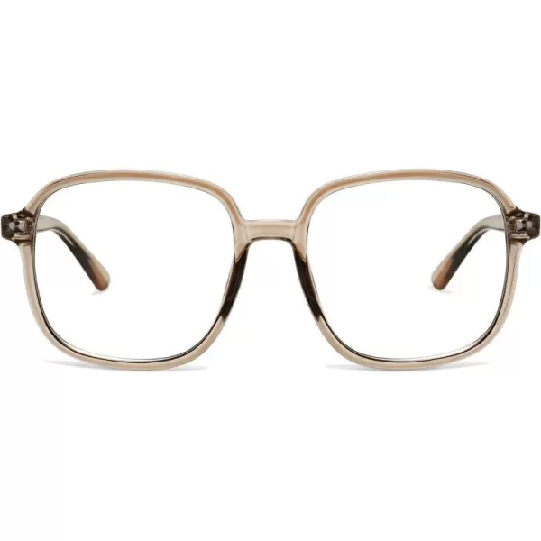 SOJOS Square Blue Light Blocking Glasses Oversized for Women TR90 Frame Filter SJ5081C6 Crystal Brown Frame AntiBlue Light Lens