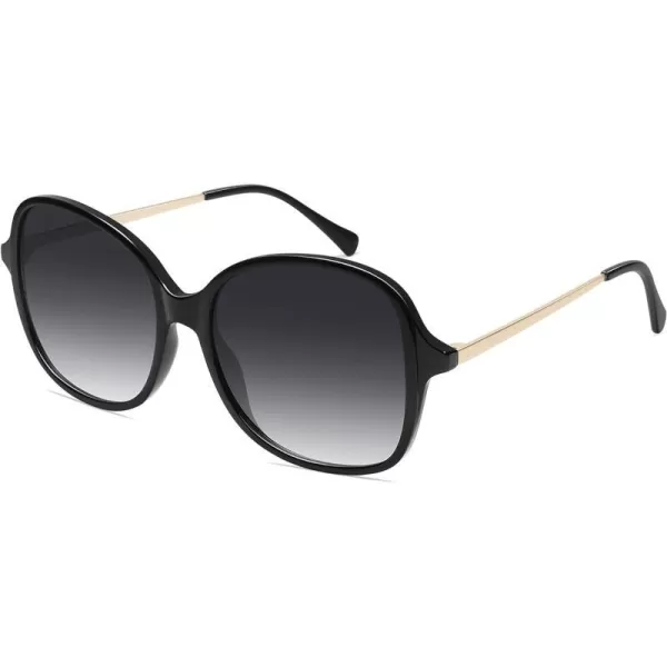 SOJOS Vintage Big Oversized Square Sunglasses for Women TR90 Frame Womens Shades Sunglasses SJ5097Black