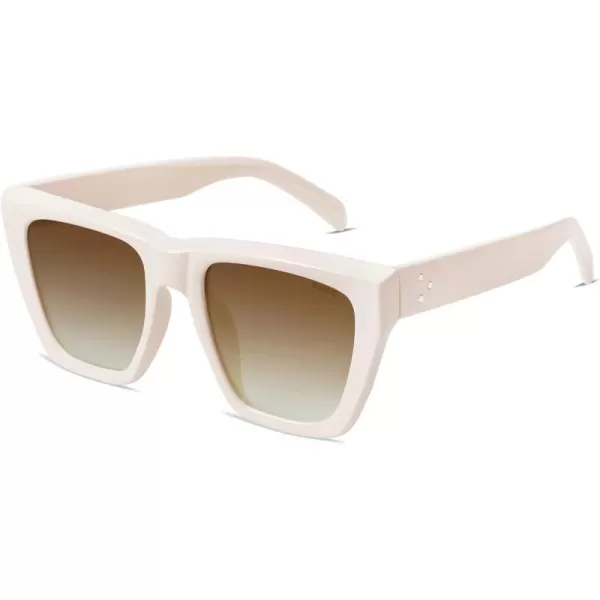 SOJOS Vintage Oversized Square Cat Eye Polarized Sunglasses for Women Trendy Fashion Cateye Style Sunglasses SJ2179Beige