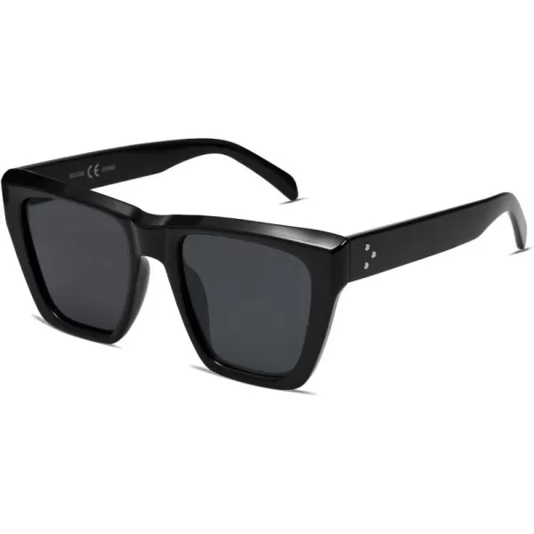SOJOS Vintage Oversized Square Cat Eye Polarized Sunglasses for Women Trendy Fashion Cateye Style Sunglasses SJ2179Black