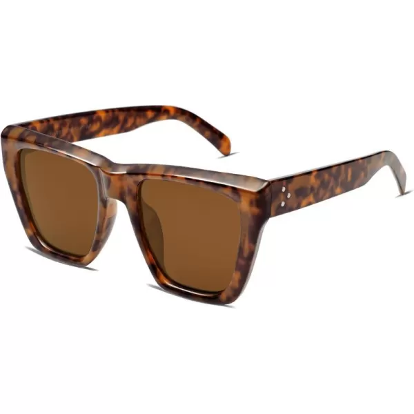 SOJOS Vintage Oversized Square Cat Eye Polarized Sunglasses for Women Trendy Fashion Cateye Style Sunglasses SJ2179Dark Tortoise