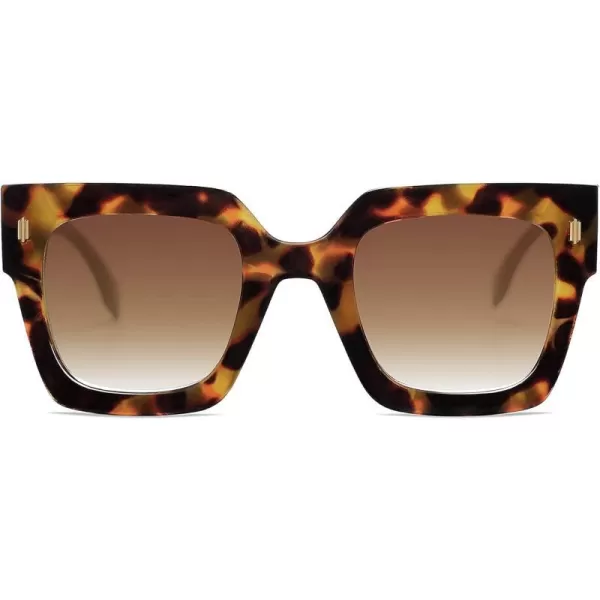 SOJOS Vintage Oversized Square Sunglasses for WomenRetro Womens Luxury Big Sun Glasses UV400 Protection SJ2194Tortoise Frame Gradient Brown Lens