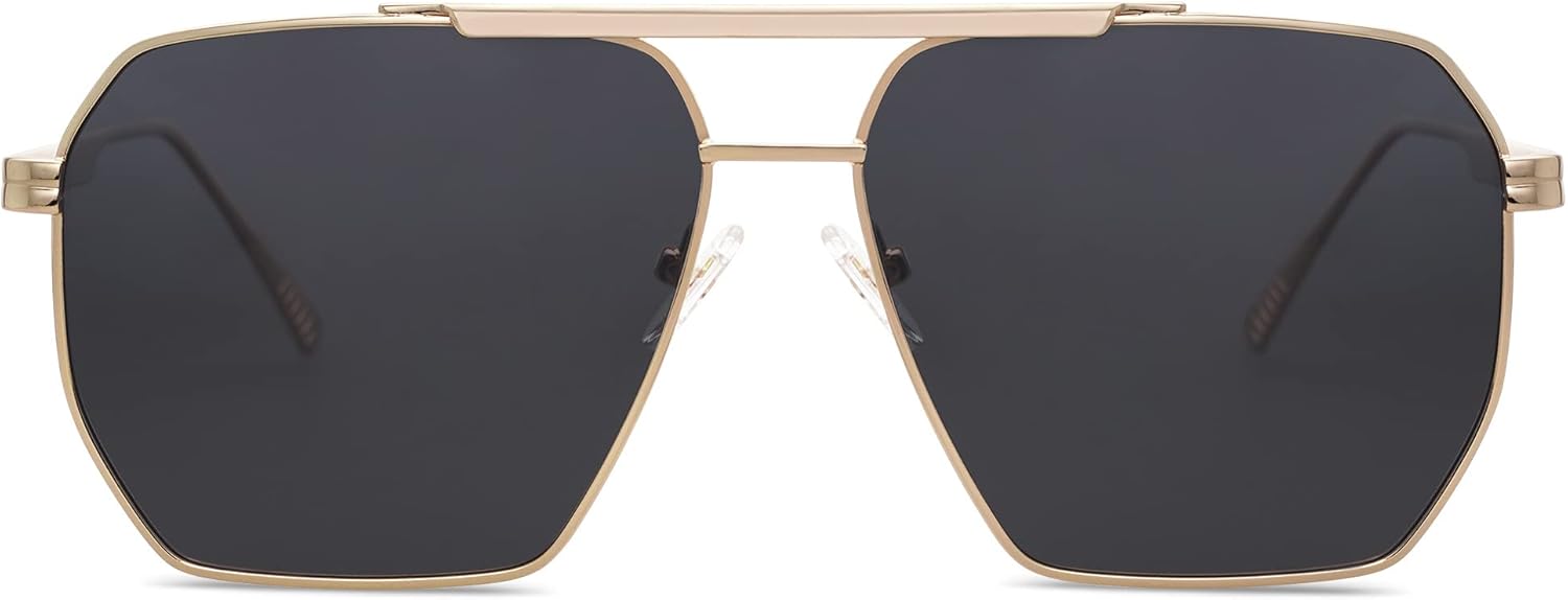 SOJOS Retro Oversized Square Polarized Sunglasses for Women and Men Vintage Shades Classic Large Metal Sun GlassesGold