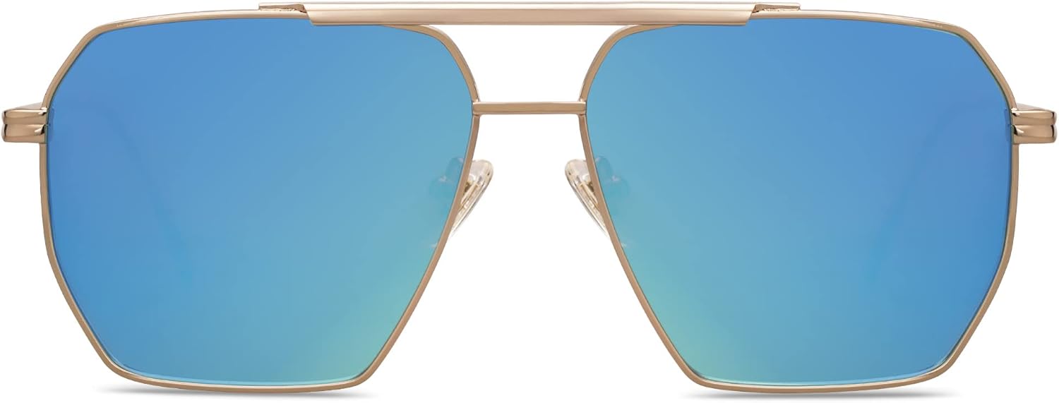 SOJOS Retro Oversized Square Polarized Sunglasses for Women and Men Vintage Shades Classic Large Metal Sun GlassesK Gold
