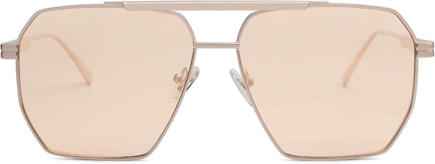 SOJOS Retro Oversized Square Polarized Sunglasses for Women and Men Vintage Shades Classic Large Metal Sun GlassesLight GoldLight Brown