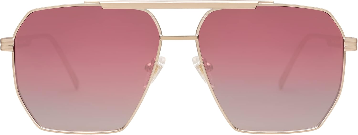 SOJOS Retro Oversized Square Polarized Sunglasses for Women and Men Vintage Shades Classic Large Metal Sun GlassesPale Gold