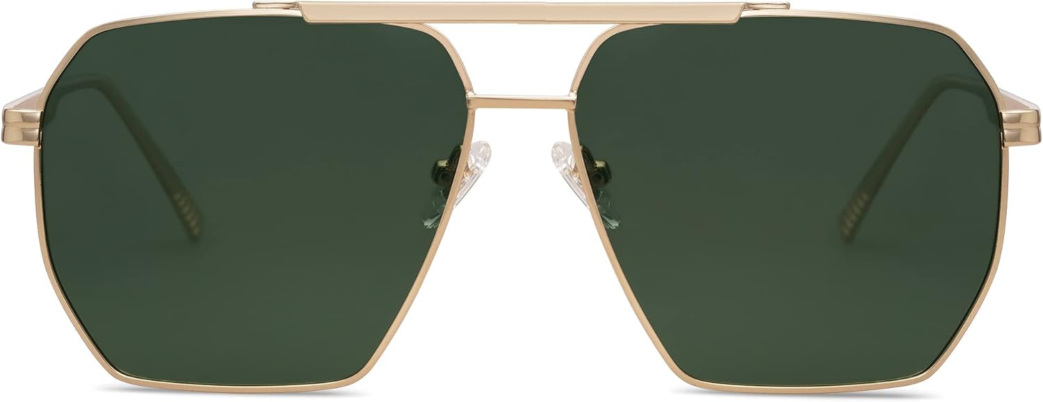 SOJOS Retro Oversized Square Polarized Sunglasses for Women and Men Vintage Shades Classic Large Metal Sun GlassesSgold