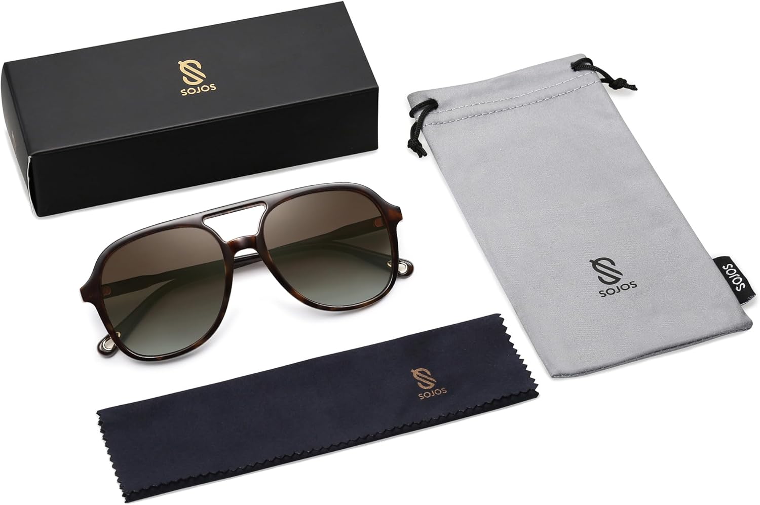 SOJOS Retro Polarized Aviator Sunglasses for Women Men Classic 70s Vintage Trendy Square Aviators SJ2174Brown Dark TortoiseBrown