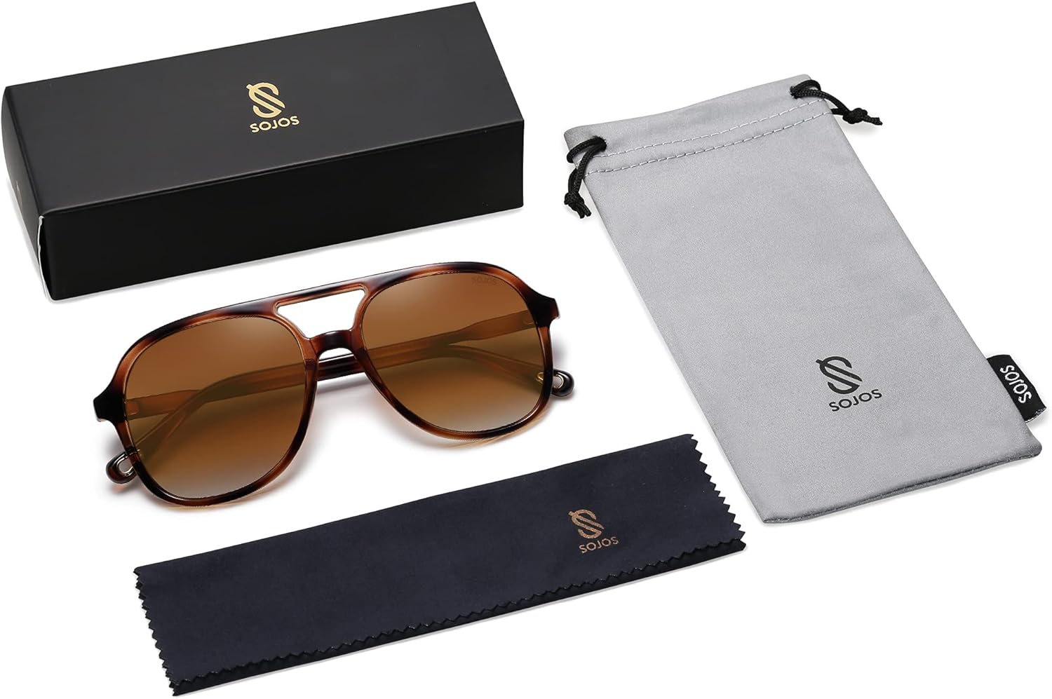 SOJOS Retro Polarized Aviator Sunglasses for Women Men Classic 70s Vintage Trendy Square Aviators SJ2174Brown TortoiseBrown