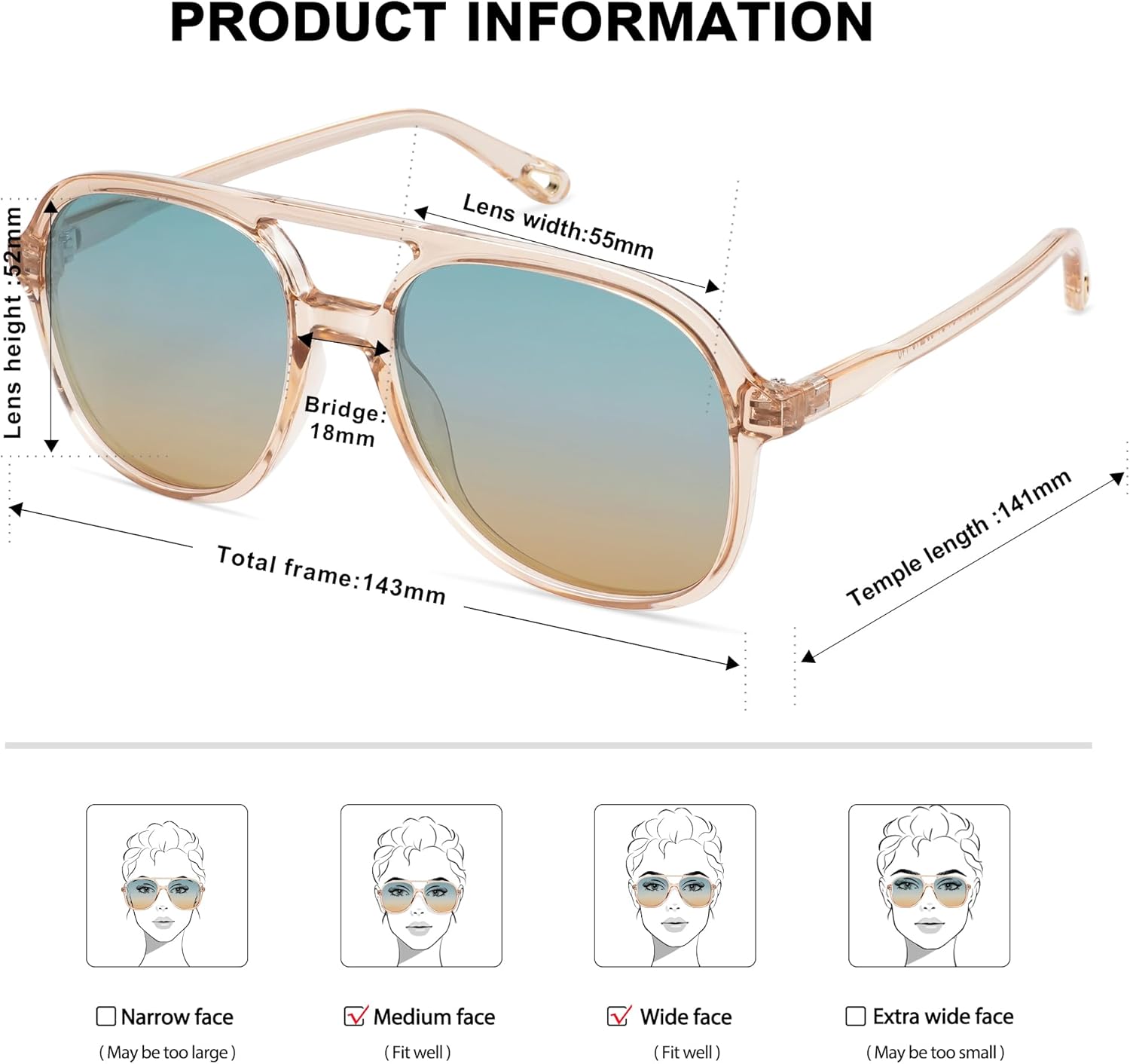 SOJOS Retro Polarized Aviator Sunglasses for Women Men Classic 70s Vintage Trendy Square Aviators SJ2174Clear BrownGreen Gradient Brown