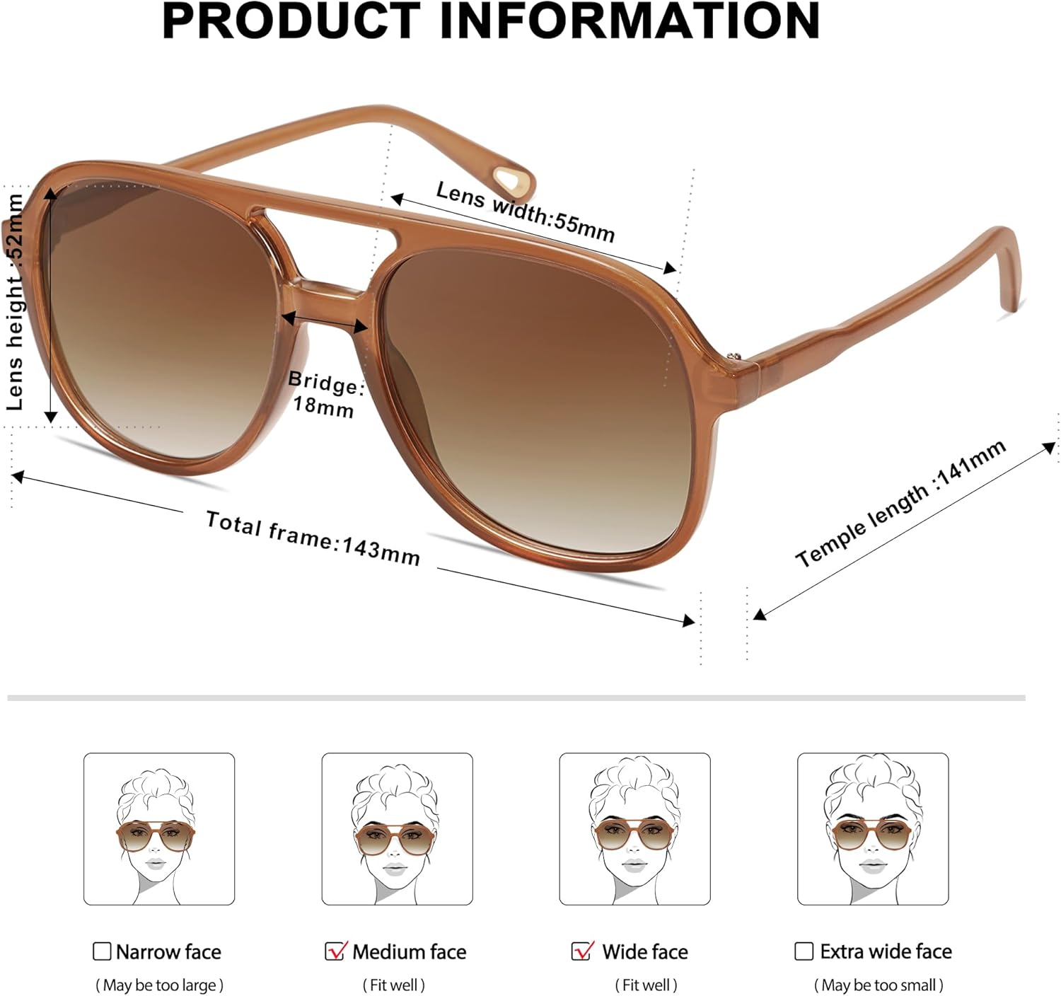 SOJOS Retro Polarized Aviator Sunglasses for Women Men Classic 70s Vintage Trendy Square Aviators SJ2174Dark BrownGradient Brown