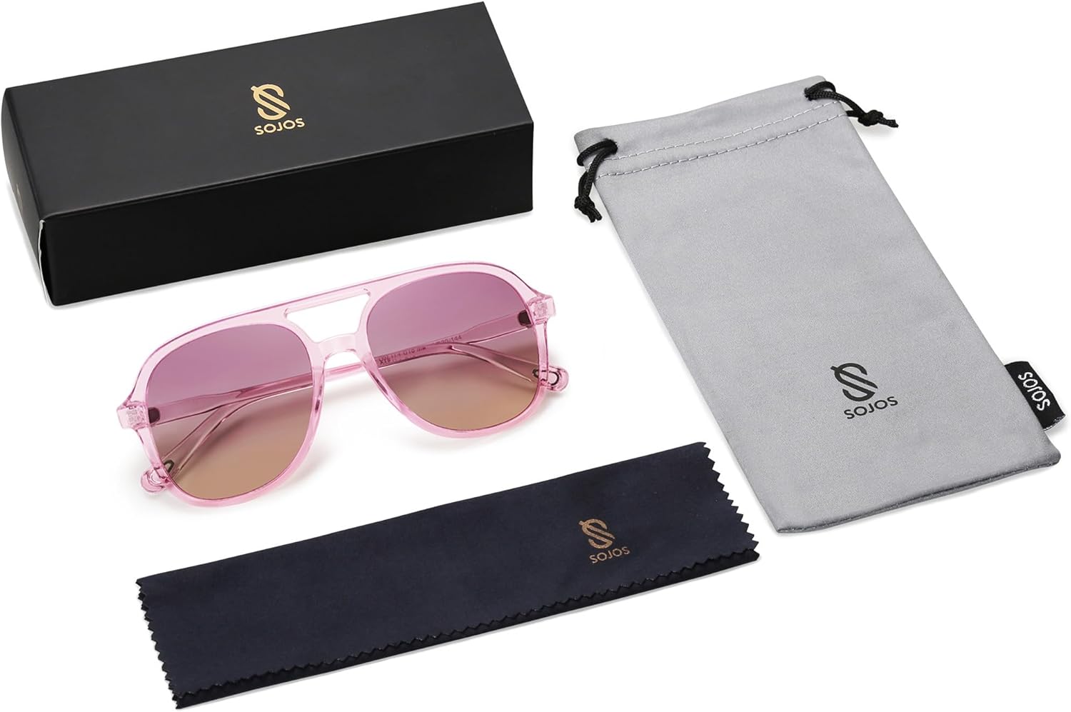 SOJOS Retro Polarized Aviator Sunglasses for Women Men Classic 70s Vintage Trendy Square Aviators SJ2174Light PurplePurple Gradient Brown