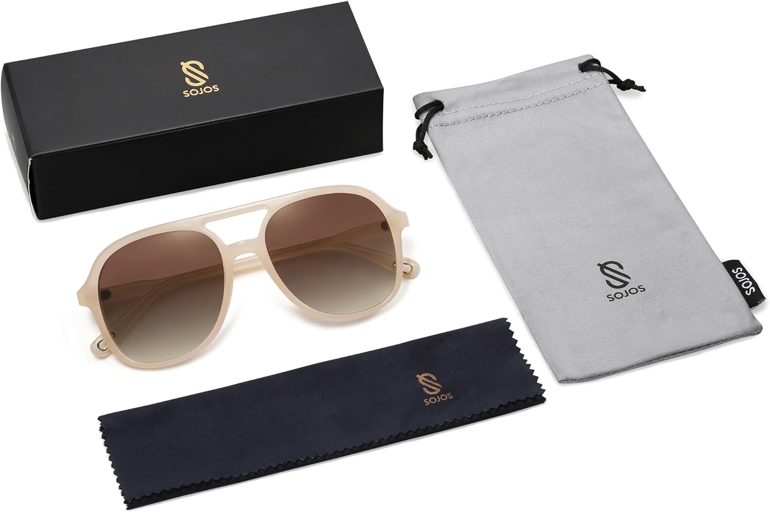 SOJOS Retro Polarized Aviator Sunglasses for Women Men Classic 70s Vintage Trendy Square Aviators SJ2174PinkLight Brown