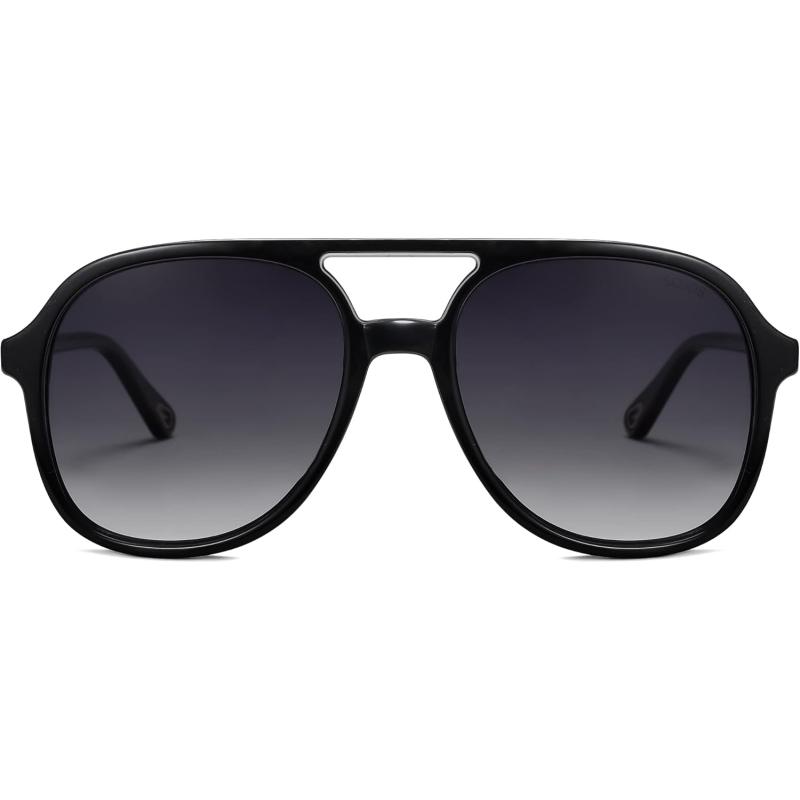 SOJOS Retro Polarized Aviator Sunglasses for Women Men Classic 70s Vintage Trendy Square Aviators SJ2174BlackGrey