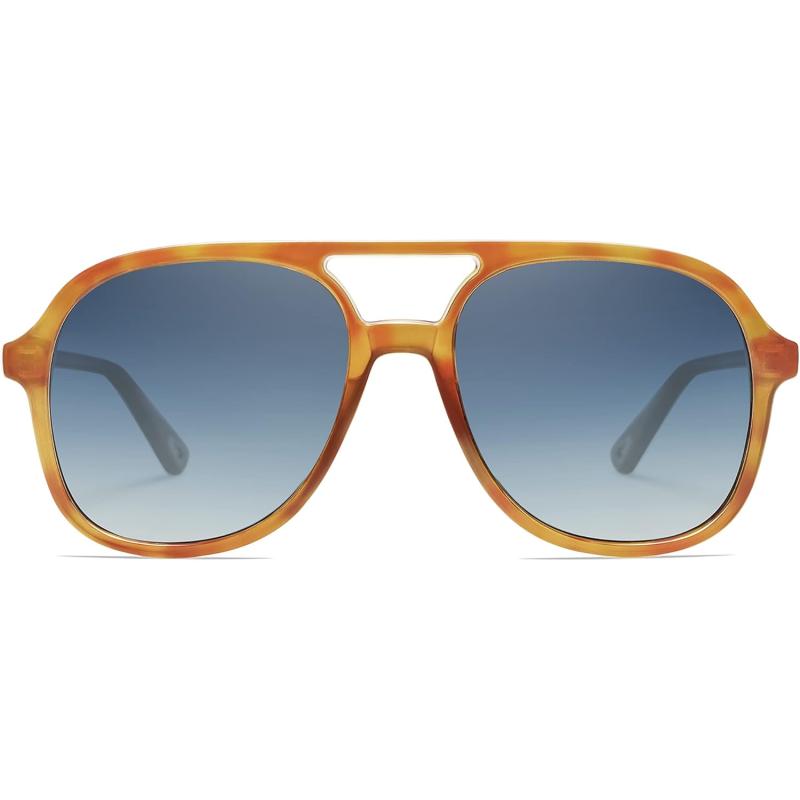 SOJOS Retro Polarized Aviator Sunglasses for Women Men Classic 70s Vintage Trendy Square Aviators SJ2174Caramel TortoiseGradient Grey