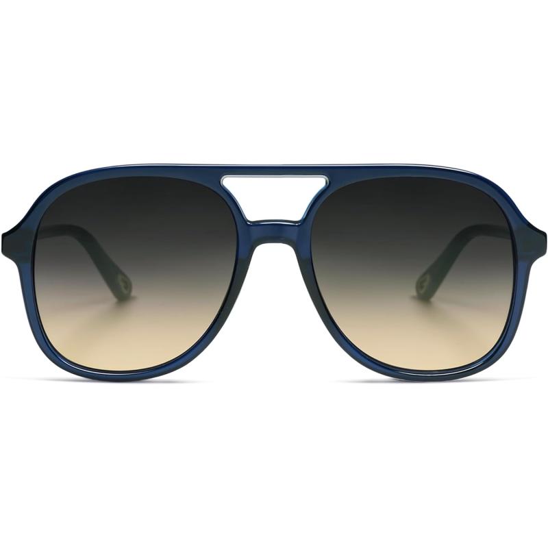 SOJOS Retro Polarized Aviator Sunglasses for Women Men Classic 70s Vintage Trendy Square Aviators SJ2174Dark BlueGrey Gradient Brown