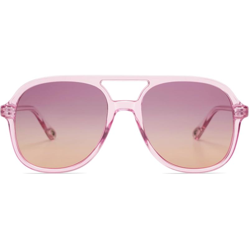 SOJOS Retro Polarized Aviator Sunglasses for Women Men Classic 70s Vintage Trendy Square Aviators SJ2174Light PurplePurple Gradient Brown