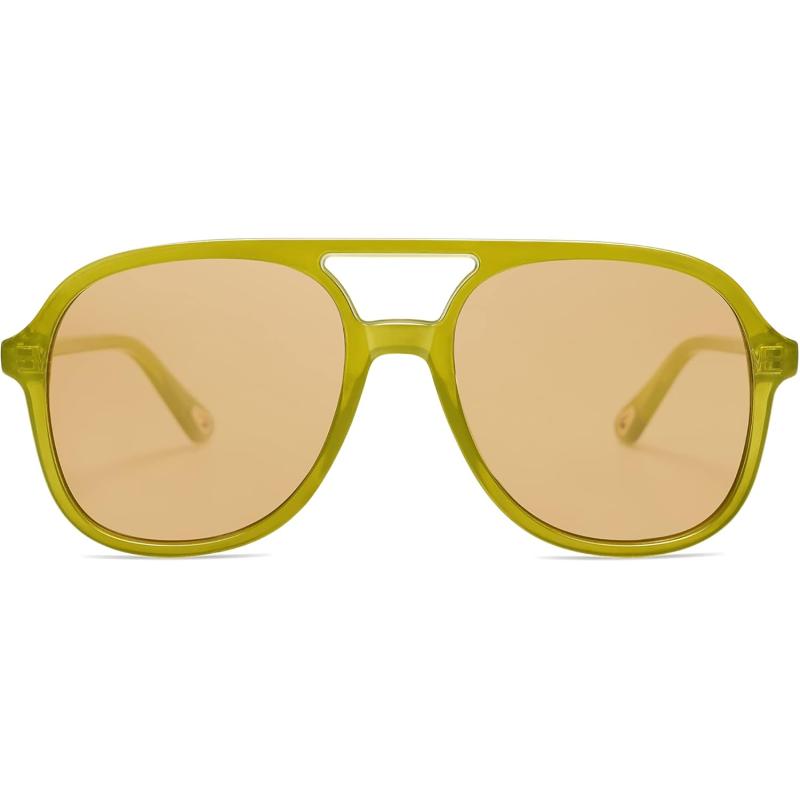 SOJOS Retro Polarized Aviator Sunglasses for Women Men Classic 70s Vintage Trendy Square Aviators SJ2174Olive GreenBrown