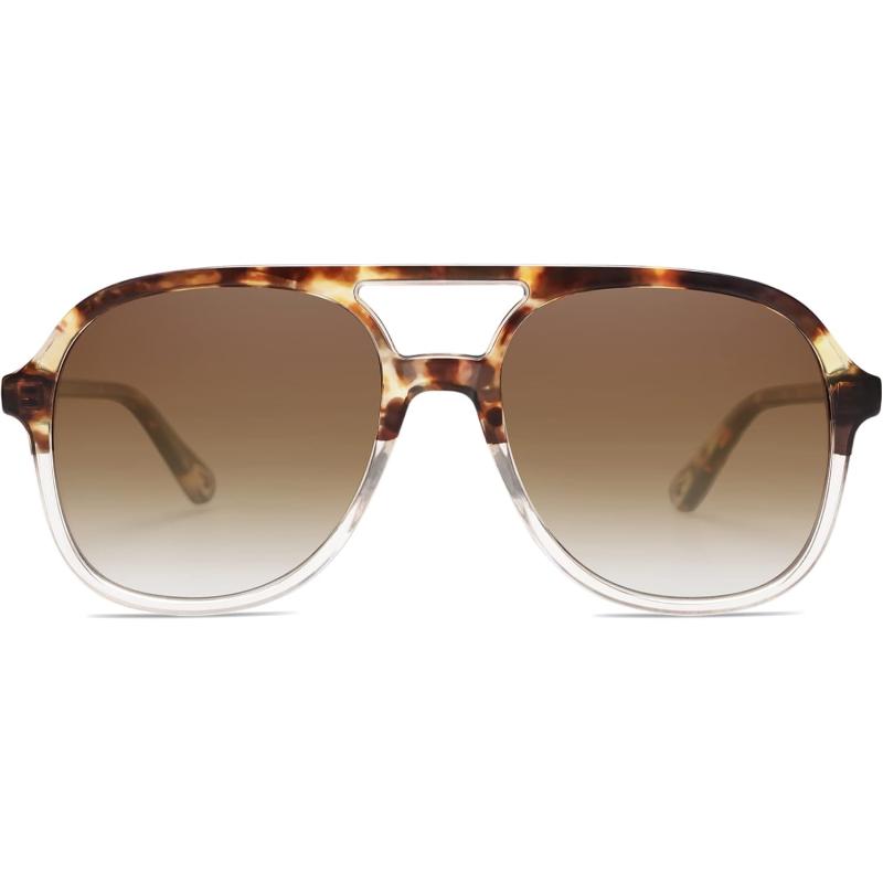 SOJOS Retro Polarized Aviator Sunglasses for Women Men Classic 70s Vintage Trendy Square Aviators SJ2174Tortoise Gradient BrownBrown
