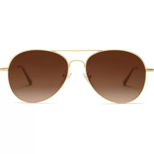 SOJOS Classic Aviator Sunglasses for Women Men Metal Spring Hinges SJ1030Polarized BrownGold