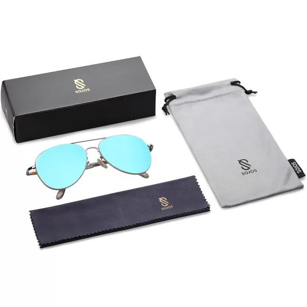 SOJOS Classic Aviator Sunglasses for Women Men Metal Spring Hinges SJ1030SilverBlue