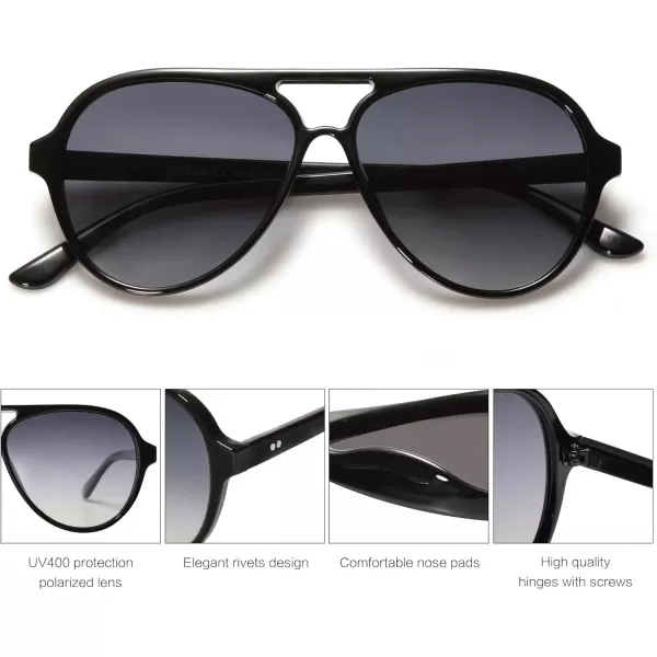 SOJOS Classic Polarized Aviator Sunglasses Womens Mens Retro Double Bridge Aviators SJ2201BlackGrey