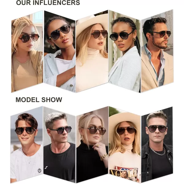 SOJOS Classic Polarized Aviator Sunglasses Womens Mens Retro Double Bridge Aviators SJ2201Brown PatternGreen