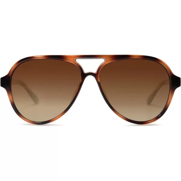 SOJOS Classic Polarized Aviator Sunglasses Womens Mens Retro Double Bridge Aviators SJ2201Brown TortoiseBrown