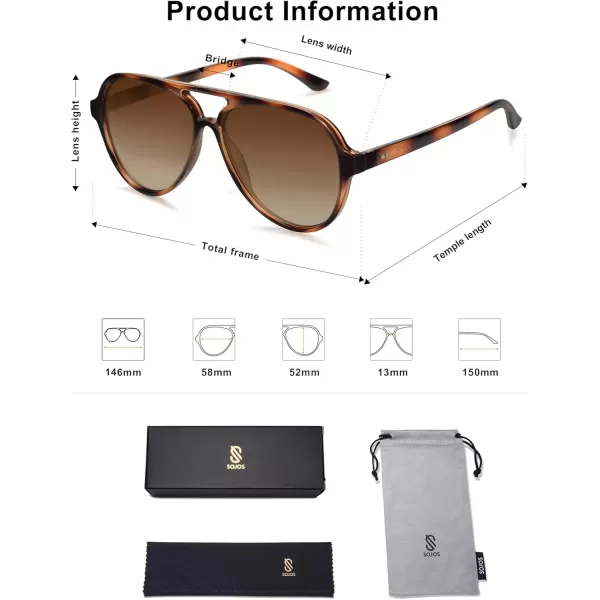 SOJOS Classic Polarized Aviator Sunglasses Womens Mens Retro Double Bridge Aviators SJ2201Brown TortoiseBrown