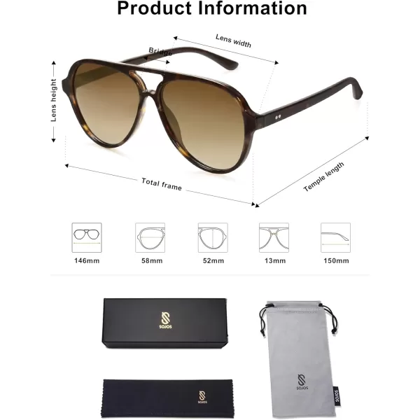 SOJOS Classic Polarized Aviator Sunglasses Womens Mens Retro Double Bridge Aviators SJ2201Dark TortoiseBrown