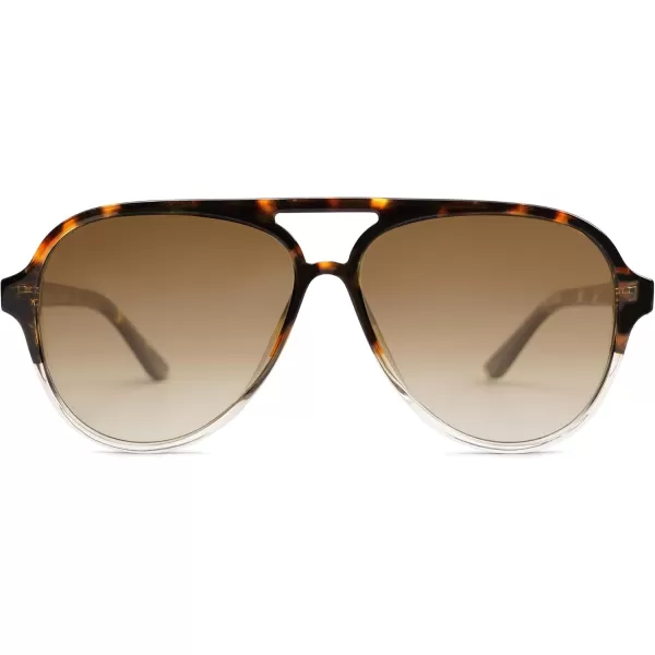 SOJOS Classic Polarized Aviator Sunglasses Womens Mens Retro Double Bridge Aviators SJ2201Orange Tortoise  Clear BrownBrown