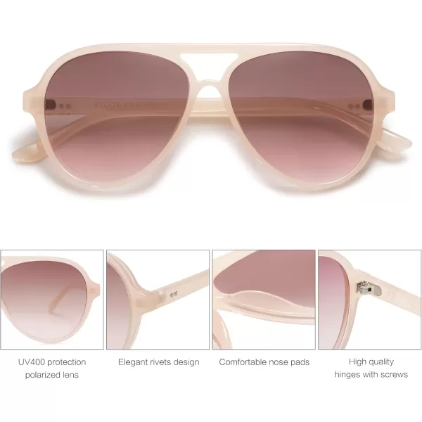 SOJOS Classic Polarized Aviator Sunglasses Womens Mens Retro Double Bridge Aviators SJ2201PinkLight Brown