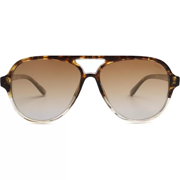 SOJOS Classic Polarized Aviator Sunglasses Womens Mens Retro Double Bridge Aviators SJ2201Tortoise Gradient BrownBrown