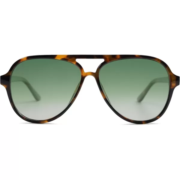 SOJOS Classic Polarized Aviator Sunglasses Womens Mens Retro Double Bridge Aviators SJ2201TortoiseGradient Green