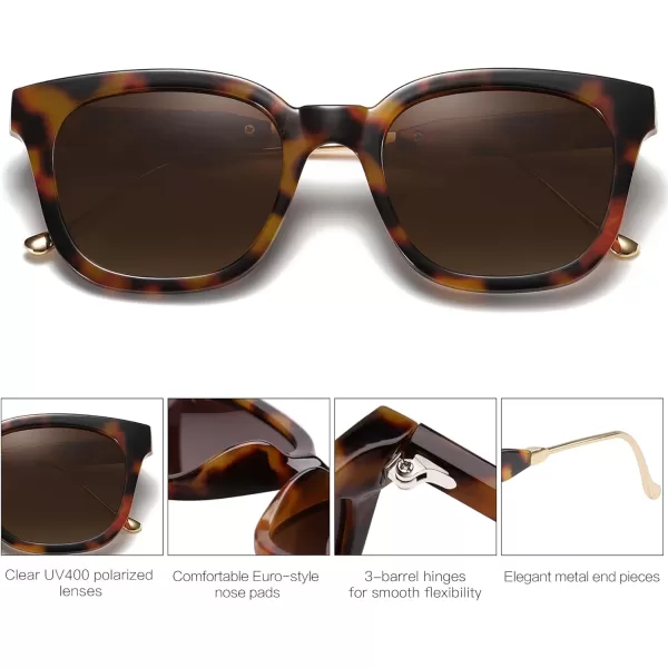 SOJOS Classic Square Polarized Sunglasses Womens Mens Retro Trendy Uv400 Sunnies Sj2050 Blue MiddleAmber TortoiseBrown