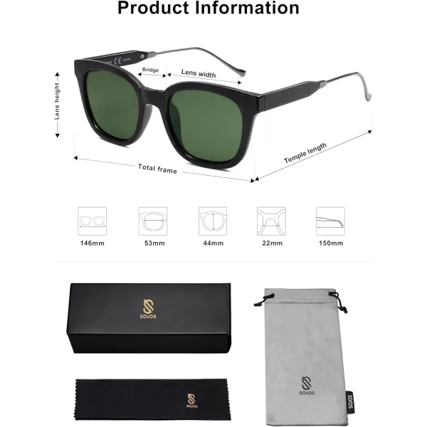 SOJOS Classic Square Polarized Sunglasses Womens Mens Retro Trendy Uv400 Sunnies Sj2050 Blue MiddleBlackDark Green