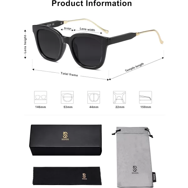 SOJOS Classic Square Polarized Sunglasses Womens Mens Retro Trendy Uv400 Sunnies Sj2050 Blue MiddleBlackGrey