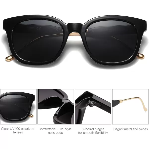 SOJOS Classic Square Polarized Sunglasses Womens Mens Retro Trendy Uv400 Sunnies Sj2050 Blue MiddleBlackGrey