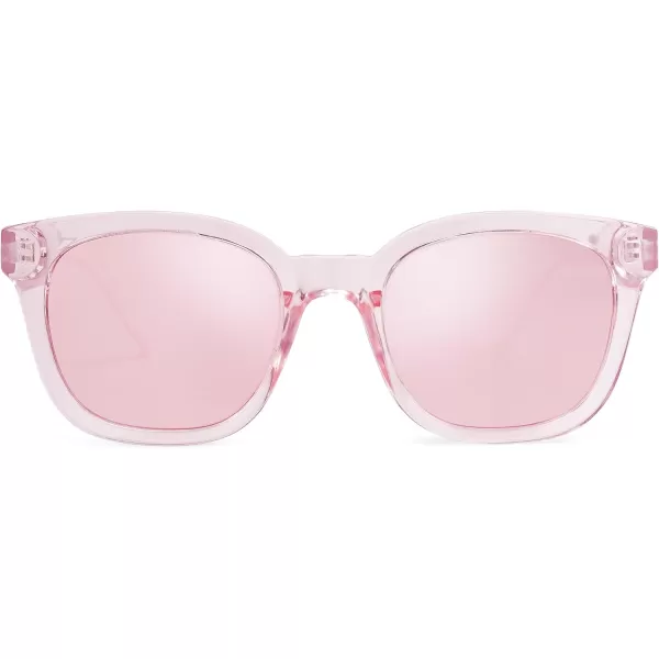 SOJOS Classic Square Polarized Sunglasses Womens Mens Retro Trendy Uv400 Sunnies Sj2050 Blue MiddleClear PinkPink Mirrored