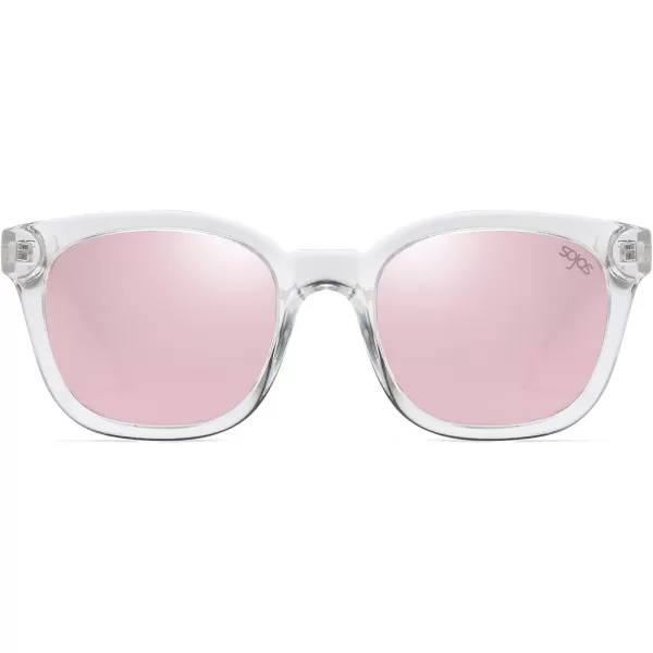 SOJOS Classic Square Polarized Sunglasses Womens Mens Retro Trendy Uv400 Sunnies Sj2050 Blue MiddleClearPink